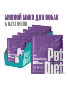 Влажный корм для собак из мясного микса с субпродуктами 6шт по 500г Pet diet