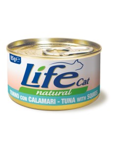 Консервы для кошек Natural тунец с кальмаром в бульоне 85г Lifecat