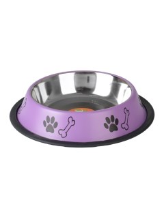 Миска для собак с нескользящим основанием с принтом фиолетовая 470 мл Пижон