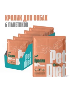 Влажный корм для собак из кролика 6шт по 500г Pet diet