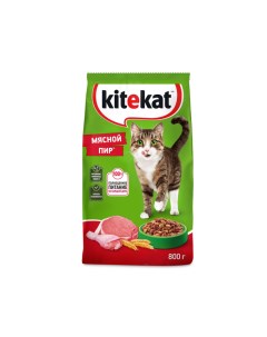 Сухой корм для взрослых кошек Мясной Пир 800г Kitekat