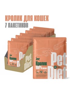 Влажный корм для кошек из кролика 7шт по 160г Pet diet