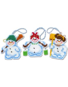 Набор для вышивания Новогодние игрушки Снеговички Риолис