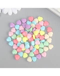 Бусины для творчества пластик Сердечки цветные нежных цветов набор 500 гр 1х1 1х0 5 см Nobrand