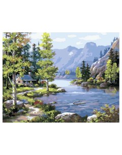 Картина по номерам Домик у лесного озера 40x50 см Paintboy