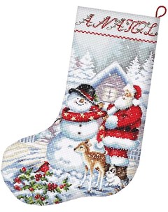 Набор для вышивания Snowman and Santa Stocking Letistitch