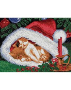 Набор для вышивания Котята на Рождество Каролинка