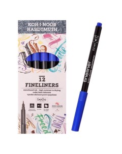 Ручка капиллярная 0 3мм Koh i Noor FINELINER 7021 синий 12 шт Nobrand