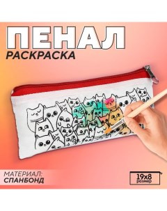 Пенал под раскраску Котики цвет красный Nazamok kids