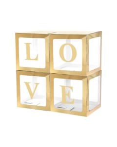 Набор коробок для воздушных шаров Love золото 30 30 30 см в упаковке 4 шт Bazar