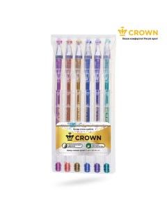 Набор ручек гелевых Hi Jell Metallic разноцветные 0 7 мм 6 шт Crown