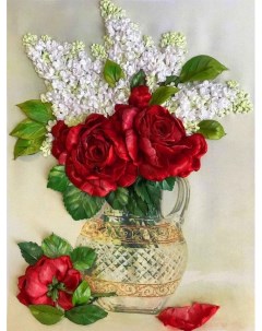 Набор для вышивания Сирень и красные розы КЛ Н 3040 Каролинка
