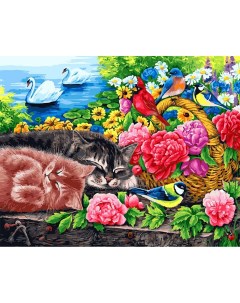 Картина по номерам Корзина с цветами Белоснежка
