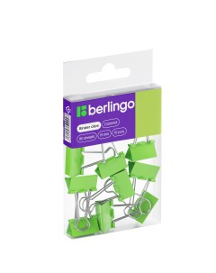 Зажимы для бумаг зеленые 19 мм 10 шт Berlingo