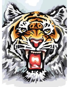 Картина по номерам Свирепый тигр 30x40 Белоснежка