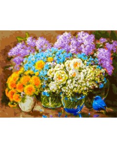 Картина по номерам Весенние цветы Белоснежка