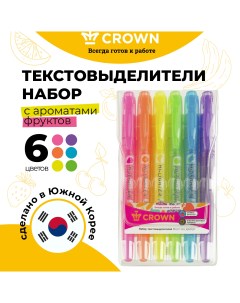 Набор текстовыделителей Multi Hi Lighter Aroma 1 4мм 6 цветов Crown