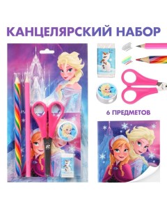Набор канцелярский блокнот точилка ластик карандаш ножницы Холодное сердце Disney