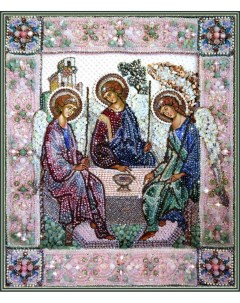 Набор для вышивания хрустальн бусинами и настоящ камнями Святая Троица Образа в каменьях