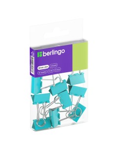 Зажимы для бумаг 19 мм голубые 10 шт Berlingo