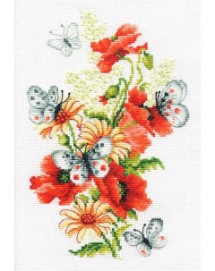 Набор для вышивания Маки и бабочки Многоцветница