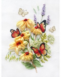 Набор для вышивания Эхинацея и бабочки Многоцветница