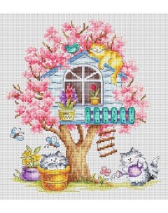 Набор для вышивания Кошкин дом весна МКН 60 14 Многоцветница