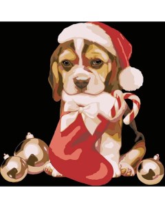 Картина по номерам Рождественский щенок 40x40 Живопись по номерам