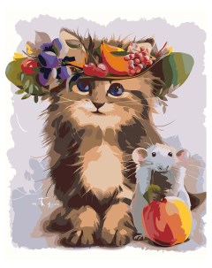 Картина по номерам Кошка в шляпе 40x50 Живопись по номерам