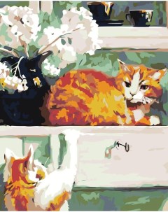 Картина по номерам Два рыжих кота 40x50 Живопись по номерам