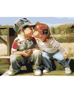 Картина по номерам Детский поцелуй 40x50 Живопись по номерам
