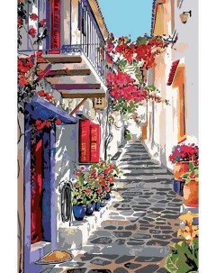Картина по номерам Балкончики в цветах 40x60 Живопись по номерам