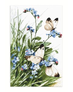 Набор для вышивания Butterflies and bluebird flowers Letistitch