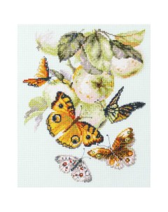 Набор для вышивания крестом Бабочки на яблоне 21х27 см арт 130 052 Чудесная игла