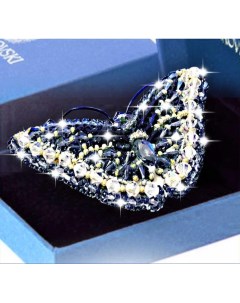 Набор для вышивания Брошь Бабочка Джинс с кристаллами SWAROVSKI Образа в каменьях