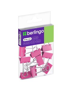 Зажимы для бумаг розовые 19 мм 10 шт Berlingo