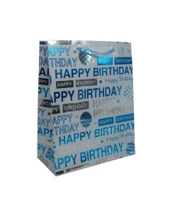 Пакет подарочный ламинированный Happy Birthday SR069 32 26 12см B голубой 3 шт Айрис