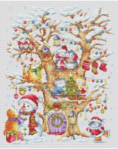 Набор для вышивания Кошкин дом зима МКН 62 14 Многоцветница