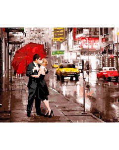 Картина по номерам Поцелуй под зонтом 40x50 Вангогвомне