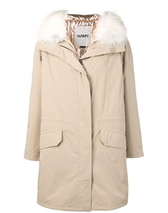 Yves salomon army пальто с капюшоном и оторочкой мехом лисы 34 нейтральные цвета Yves salomon army