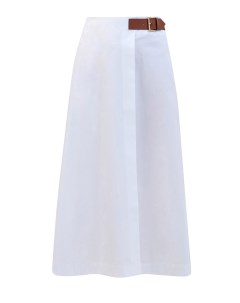 Расклешенная юбка миди из хлопка с боковым ремнем и защипами Lorena antoniazzi
