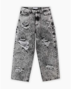 Серые джинсы Loose Carpenter с рваным дизайном Gloria jeans