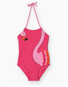 Розовый слитный купальник с фламинго для девочки Gloria jeans