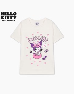 Молочная футболка с принтом Kuromi для девочки Gloria jeans
