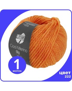 Пряжа Cool Merino Big 1 шт 222 Оранжевый 50 гр х 90 м Лана Гросса Кул Lana grossa