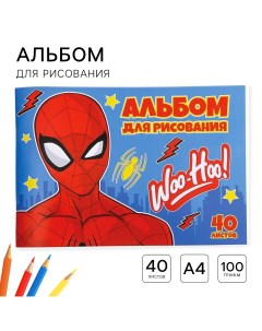 Альбом для рисования а4 40 листов 100 г м на скрепке человек паук Marvel