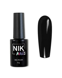 Гель лак для ногтей черный глянцевый black Nik nails