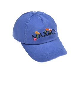 Бейсболка с логотипом и вышитыми цветами синяя Max&co
