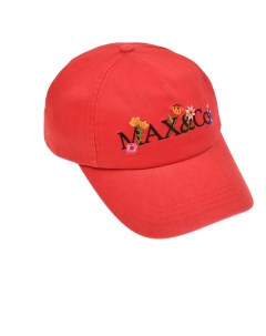 Бейсболка с логотипом и вышитыми цветами красная Max&co