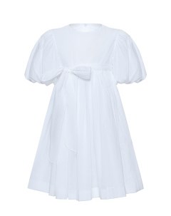 Платье в мелкую клетку и бантом на поясе белое Paade mode
